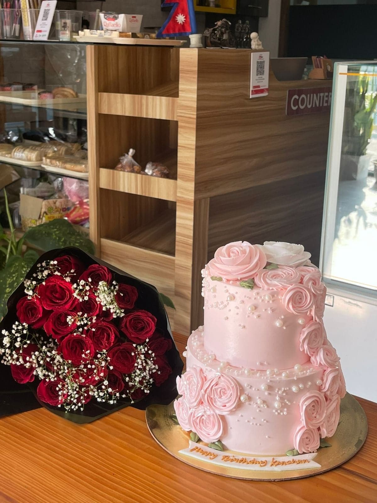 Birthday Special Tier Cake & Flower Combo – CakeZake