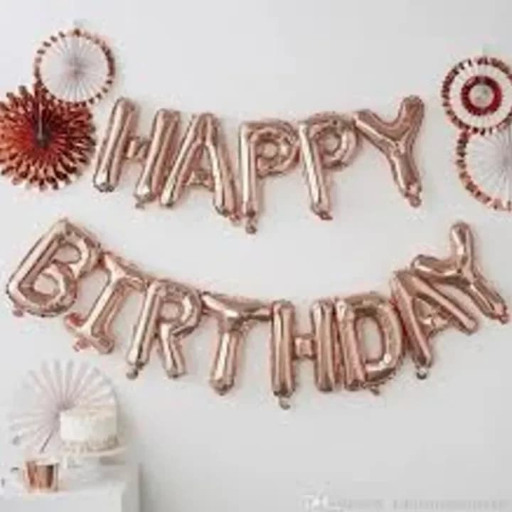 Happy Birthday Rose Gold Foil Letter Balloon Banner Party Decorations – CakeZake