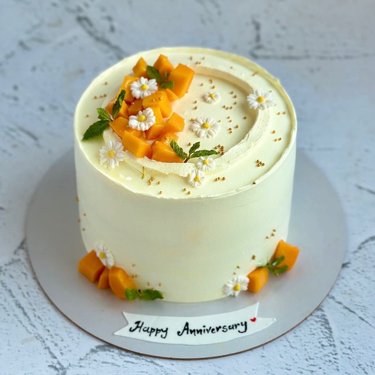 Mango Topped Eggless Mango Cake Tall 2 Pound – CakeZake