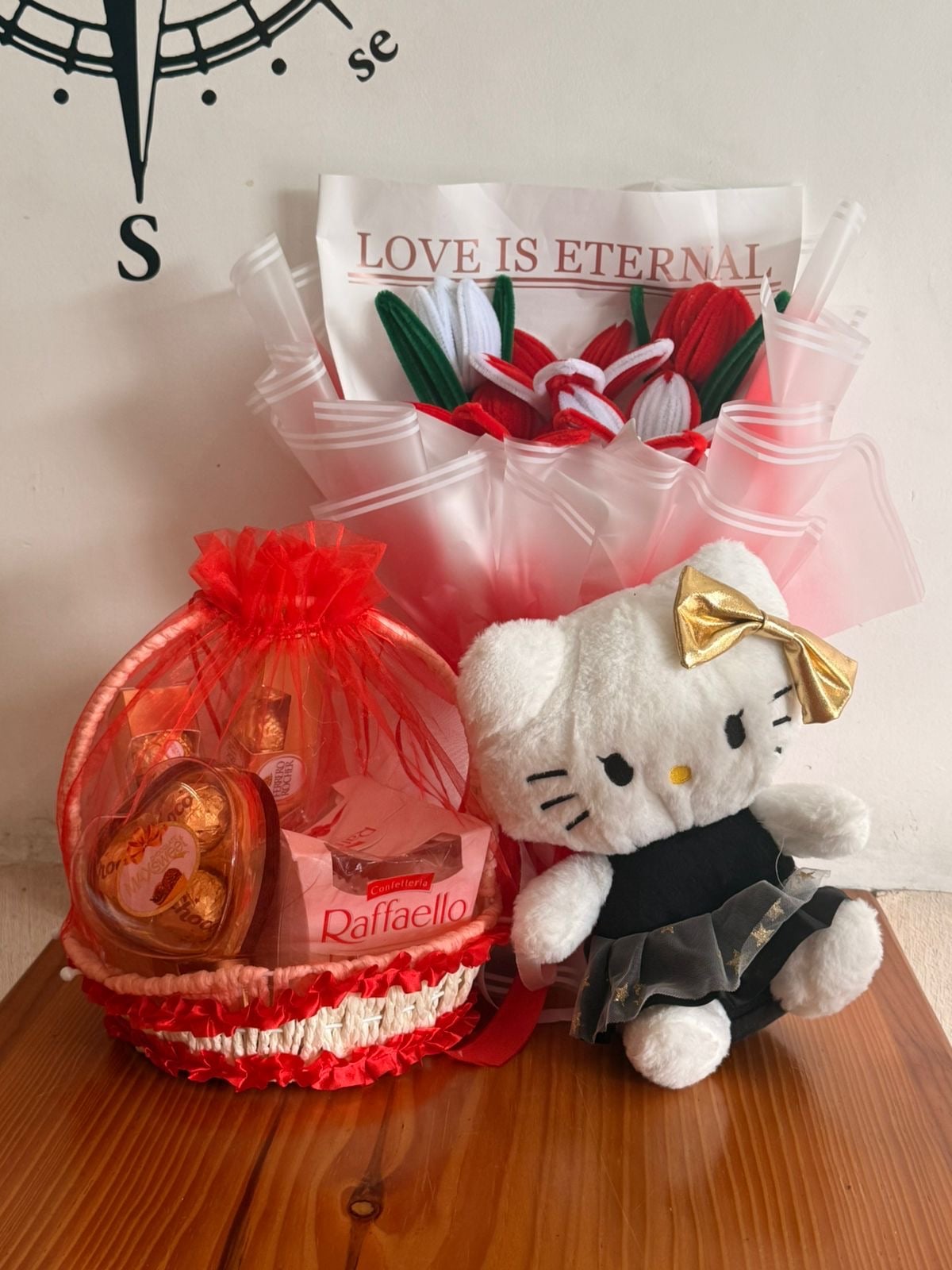 Valentines Special Cute Kitty Chocolate And Flower Combo – CakeZake