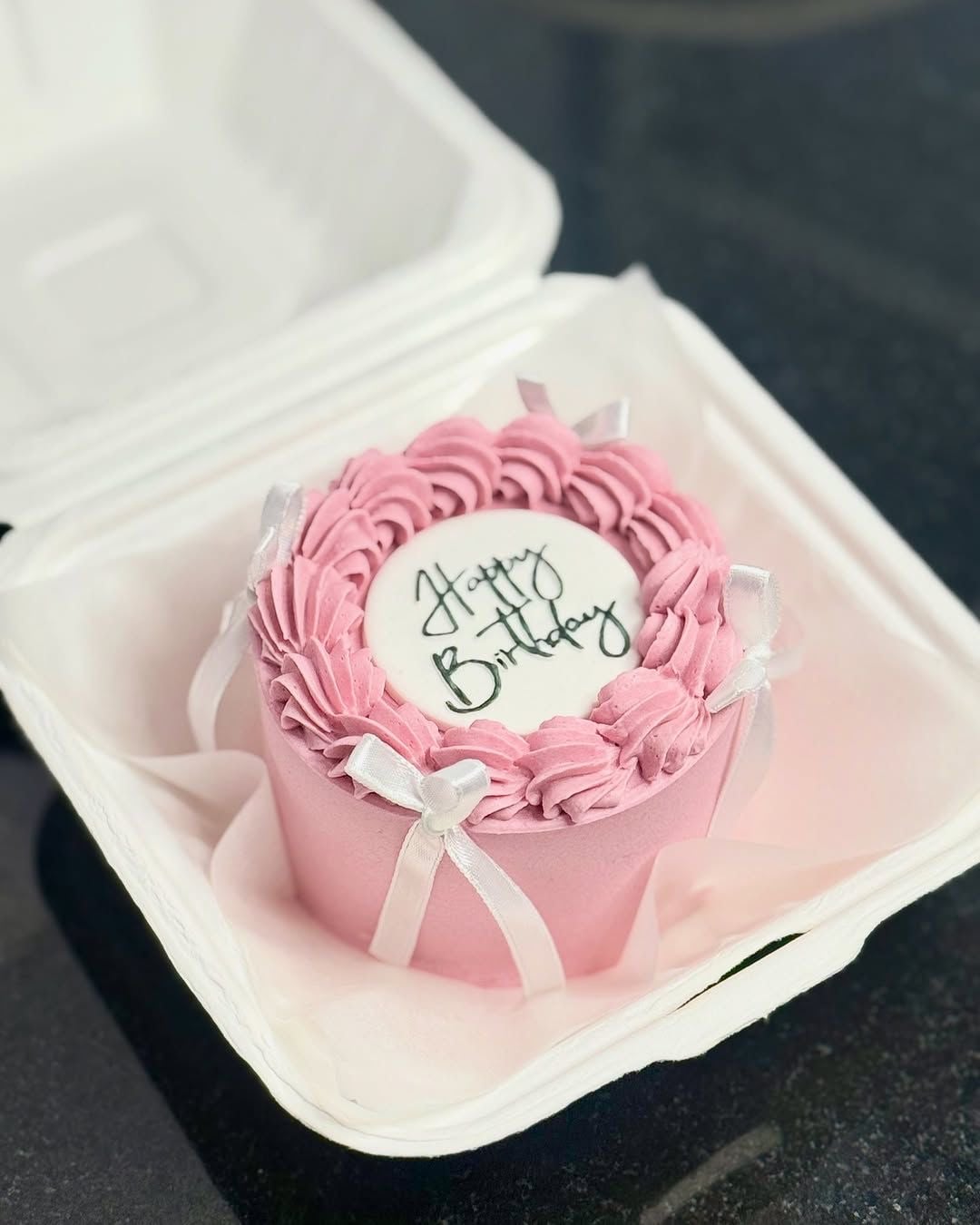 White Ribbon Bento Cake for friend – CakeZake