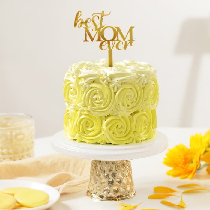 Best Mom Ever Yellow Floral Mini Cake – CakeZake
