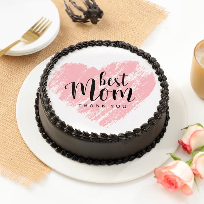 Thank You Best Mom Photo Print Chocolate TruffleCake 1Lbs – CakeZake