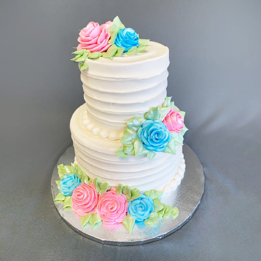 Blue and Pink Roses with Pearls Natural Wedding Cake (5 Kg) – CakeZake Nepal