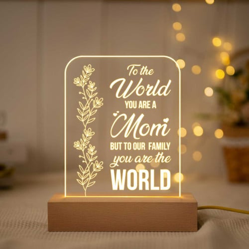 Mom, You Are Our World – Acrylic Night Lamp – CakeZake Nepal