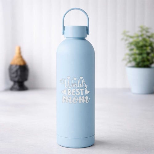 World’s Best Mom Pastel Blue Water Bottle – CakeZake Nepal