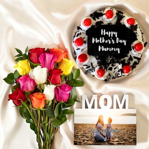 Exclusive Moms Gift Personalized Photo Frame with Cake and Roses – CakeZake Nepal