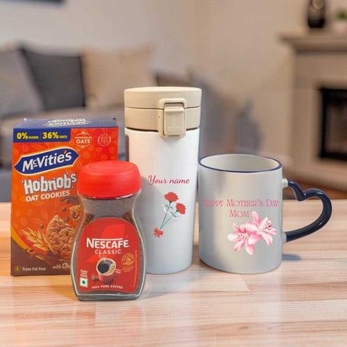 Mother’s Day Coffee Treat – Personalized Mug & Cookie Gift Set – CakeZake Nepal