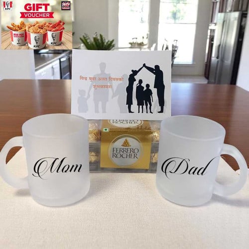 Dad & Mom Gift Set with Ferrero Rocher, Mug & KFC Gift Voucher – CakeZake Nepal
