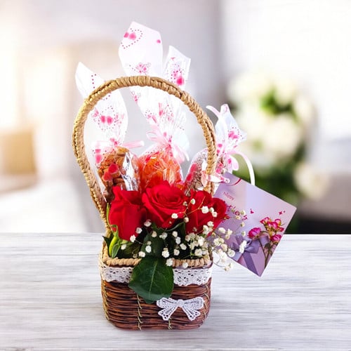 Mother’s Day Delight – Premium Dry Fruits, Nuts & Roses Gift Basket – CakeZake Nepal