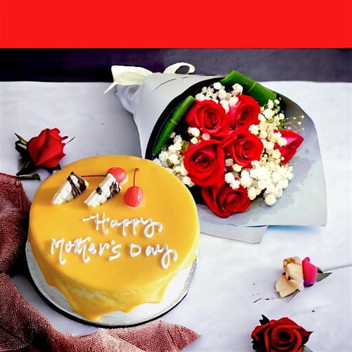 Mother's Day Delight: Exquisite Cake and Flower Hamper – CakeZake Nepal