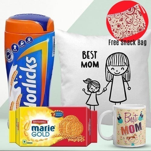 Best Mom Combo Gift with Ceramic Mug & Cushion (Free Snack Bag) – CakeZake Nepal