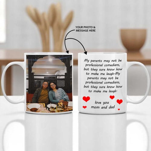 Mom & Dad Photo Mug with Printed Message – CakeZake Nepal
