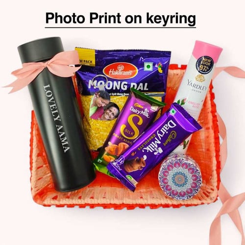 Mother's Day Gift Set: Bottle, Snacks, Candle & Custom Keyring – CakeZake Nepal