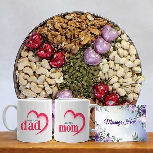 Mom and Dad Gift: Dry Nuts and Mug – CakeZake Nepal