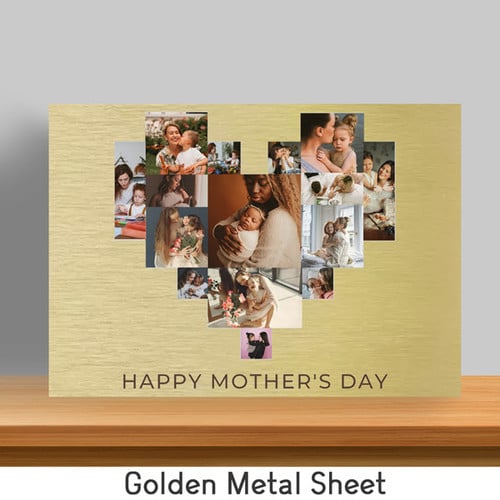 Happy Mother's Day Printed On Heart Shaped Design Photo Print Metal Sheet – CakeZake Nepal